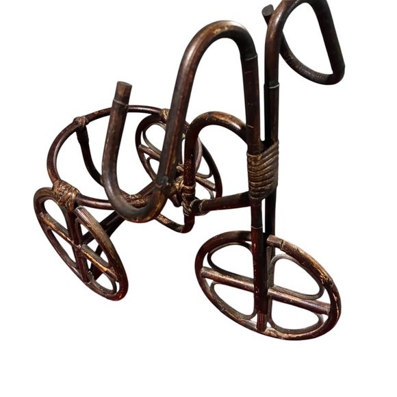 Vintage Handmade Bamboo Wicker Tricycle Plant Stand/Decor - Picture 3 of 7